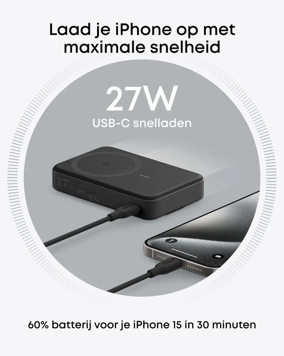 Anker MagGo Powerbank 10000mAh - 15W Draadloos - Zwart