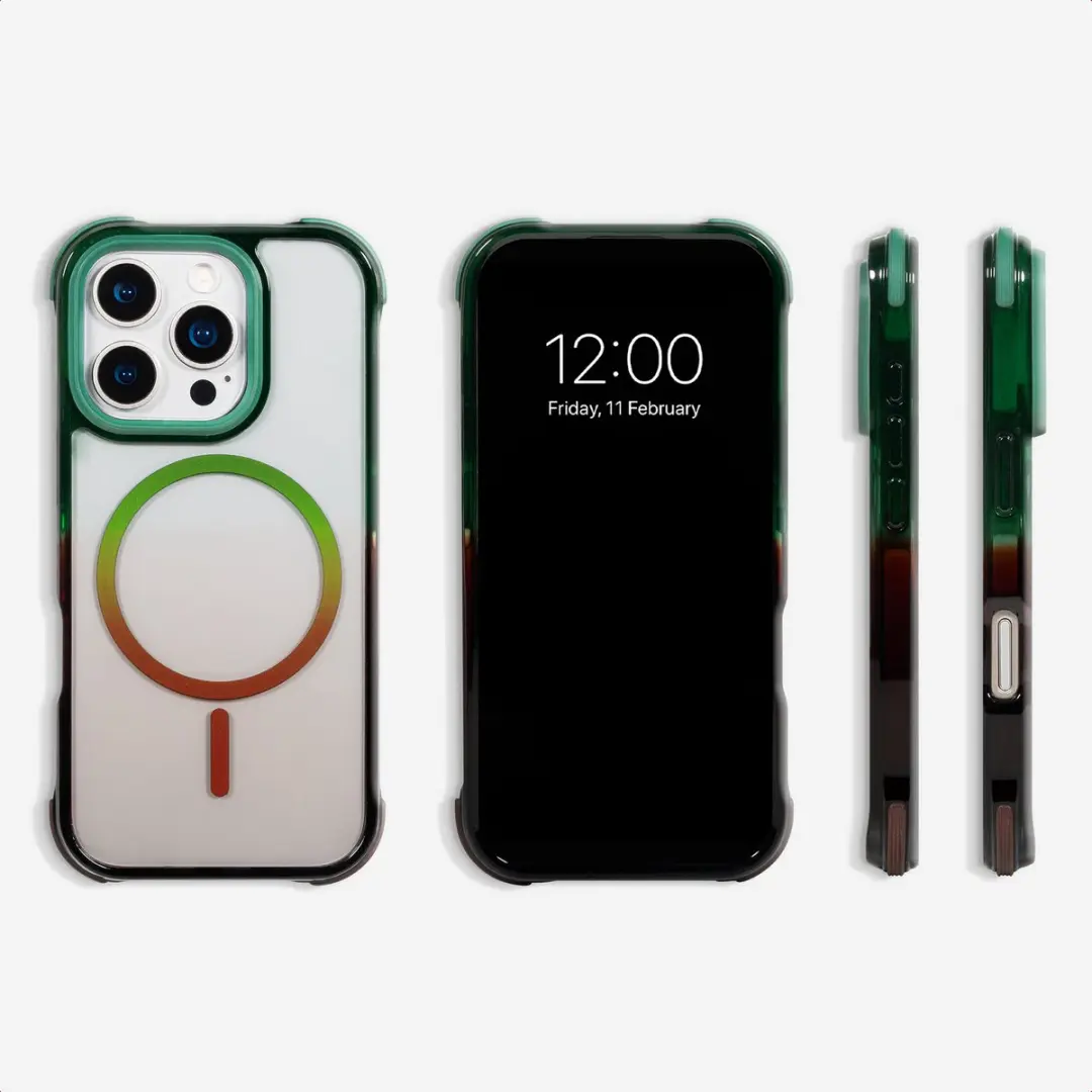 Selencia iPhone 16 Pro Gradient Hoesje - Groen/Bruin
