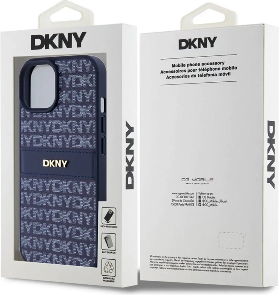 DKNY Textured Tonal Stripe Back Case - iPhone 15 - Blauw DKHCP15SPRTHSLB