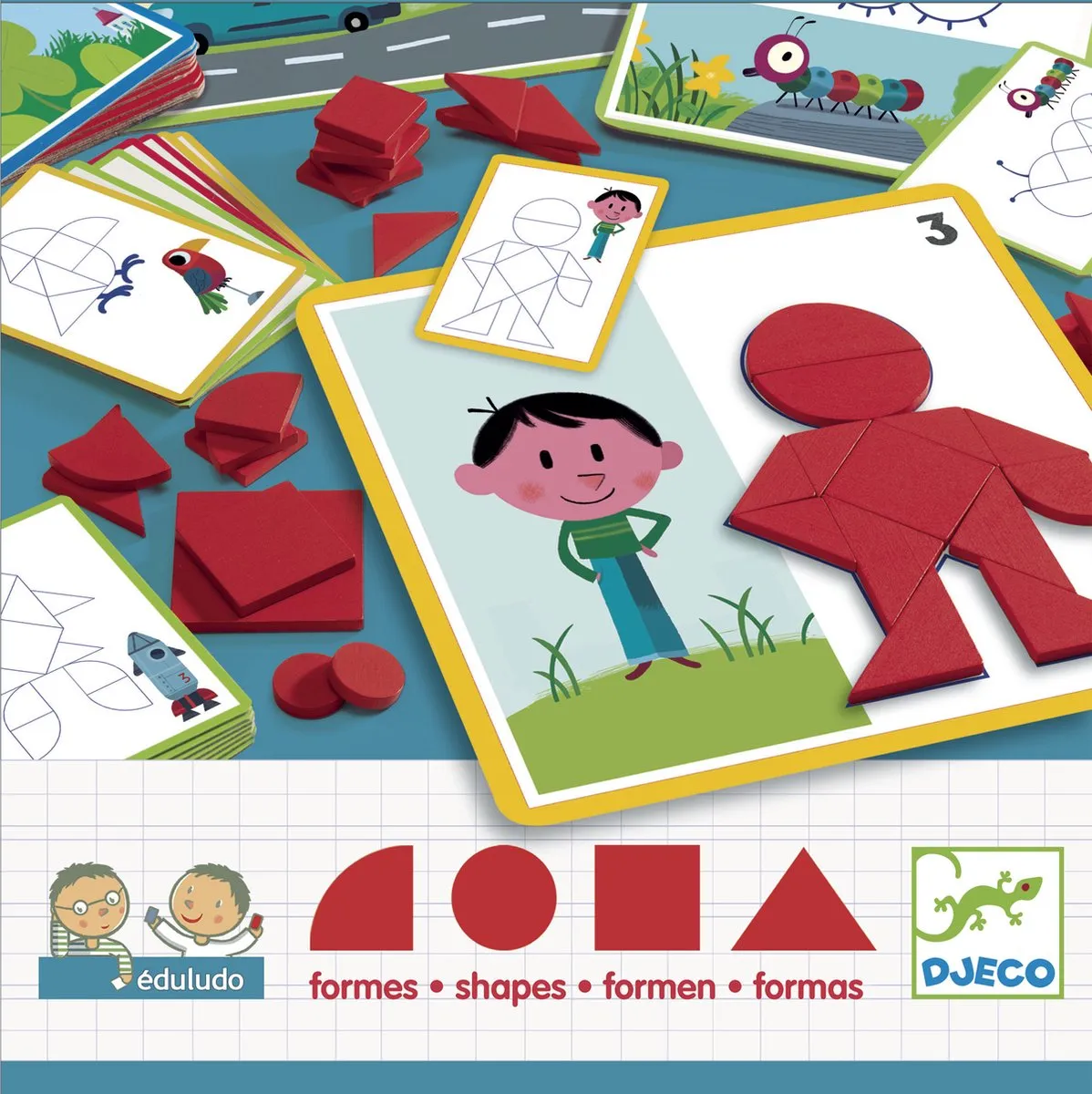 Djeco Houten Geometrie Puzzel - 41 Stuks - 24 Uitdagingen - Multicolor - afbeelding 6 van 6