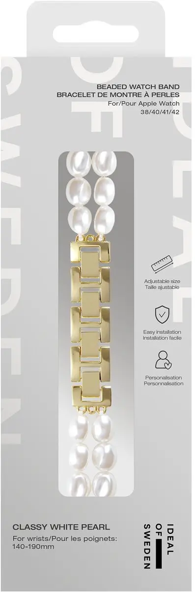 iDeal of Sweden Beaded Watch Band Apple Watch - 38/40/41/42mm - Classy White Pearl