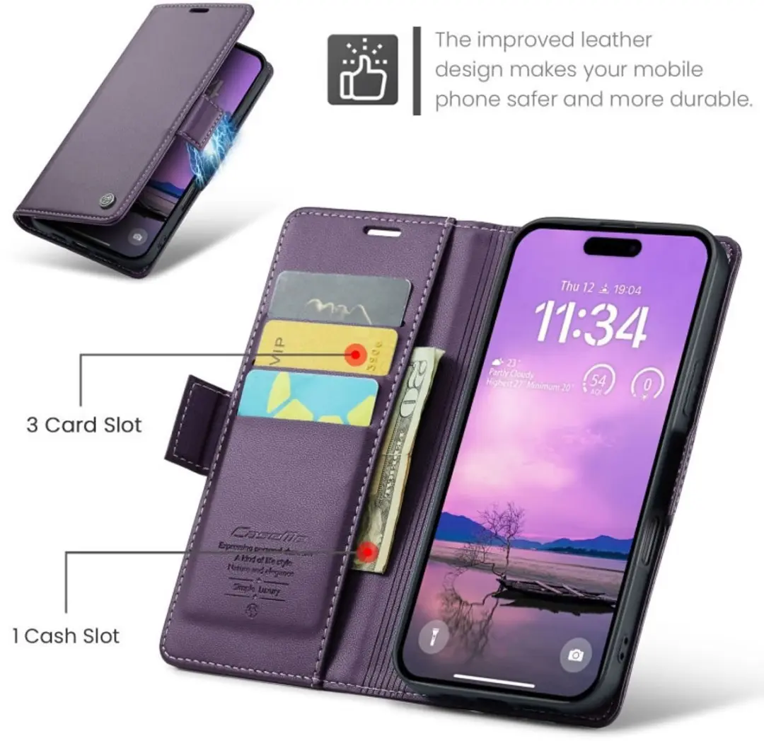Caseme Wallet Case iPhone 17 - RFID Bescherming - Paars