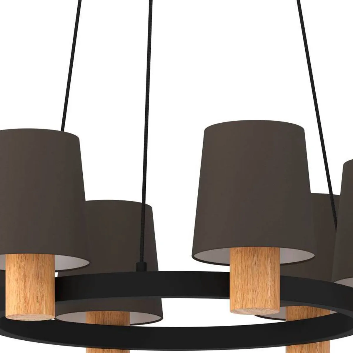 Eglo Edale Hanglamp Ø70cm - 6 Lichtpunten - Zwart/Bruin/Cappuccino