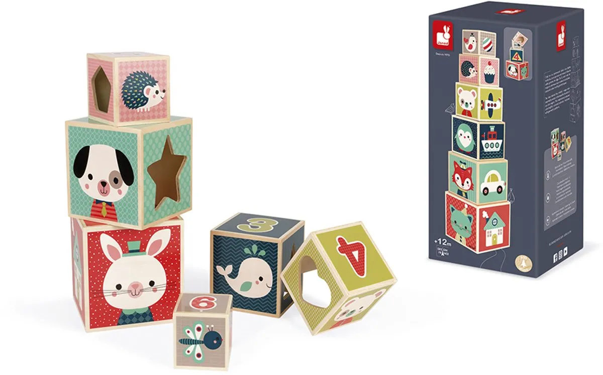 Janod Houten Stapeltoren Baby Forest 6-Blokken - Multi - afbeelding 6 van 6