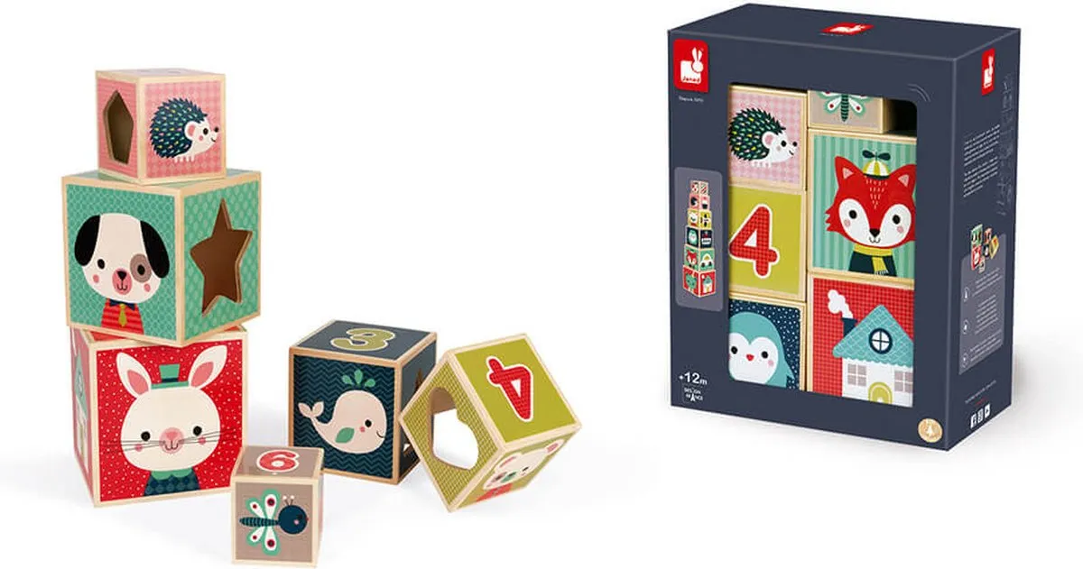 Janod Houten Stapeltoren Baby Forest 6-Blokken