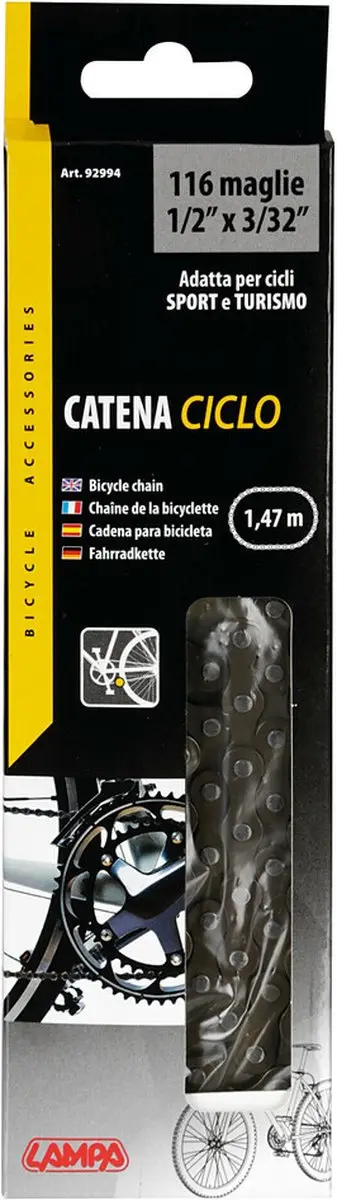 Lampa Fietsketting 12x3/32 - 116 Schakels - Zwart