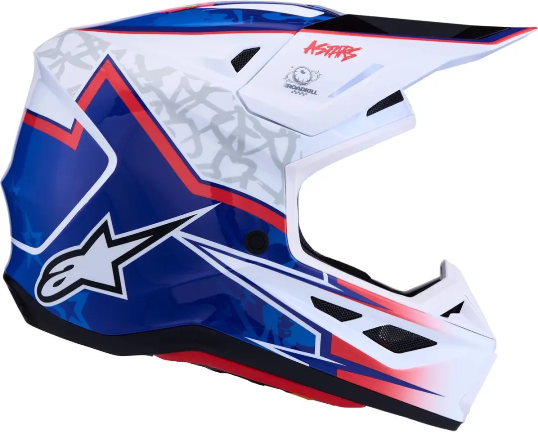Alpinestars S-M7 Blaster Motocrosshelm L - Wit/Blauw/Rood