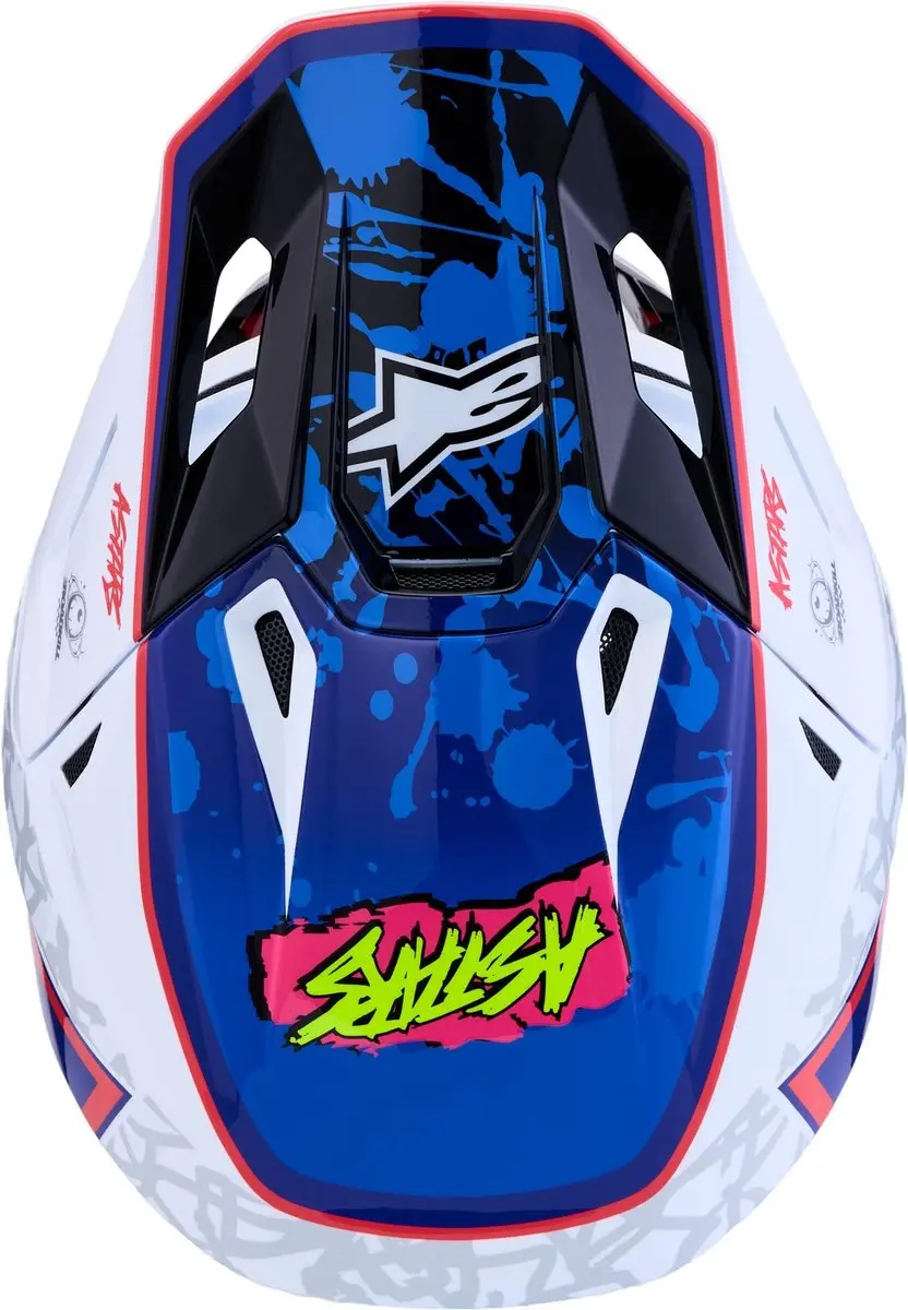 Alpinestars S-M7 Blaster Motocrosshelm L - Wit/Blauw/Rood