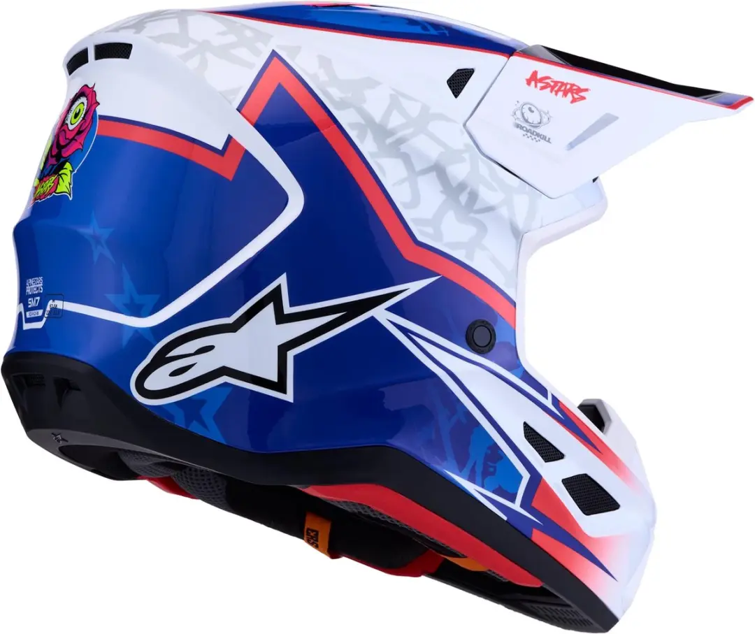 Alpinestars S-M7 Blaster Motocrosshelm L - Wit/Blauw/Rood