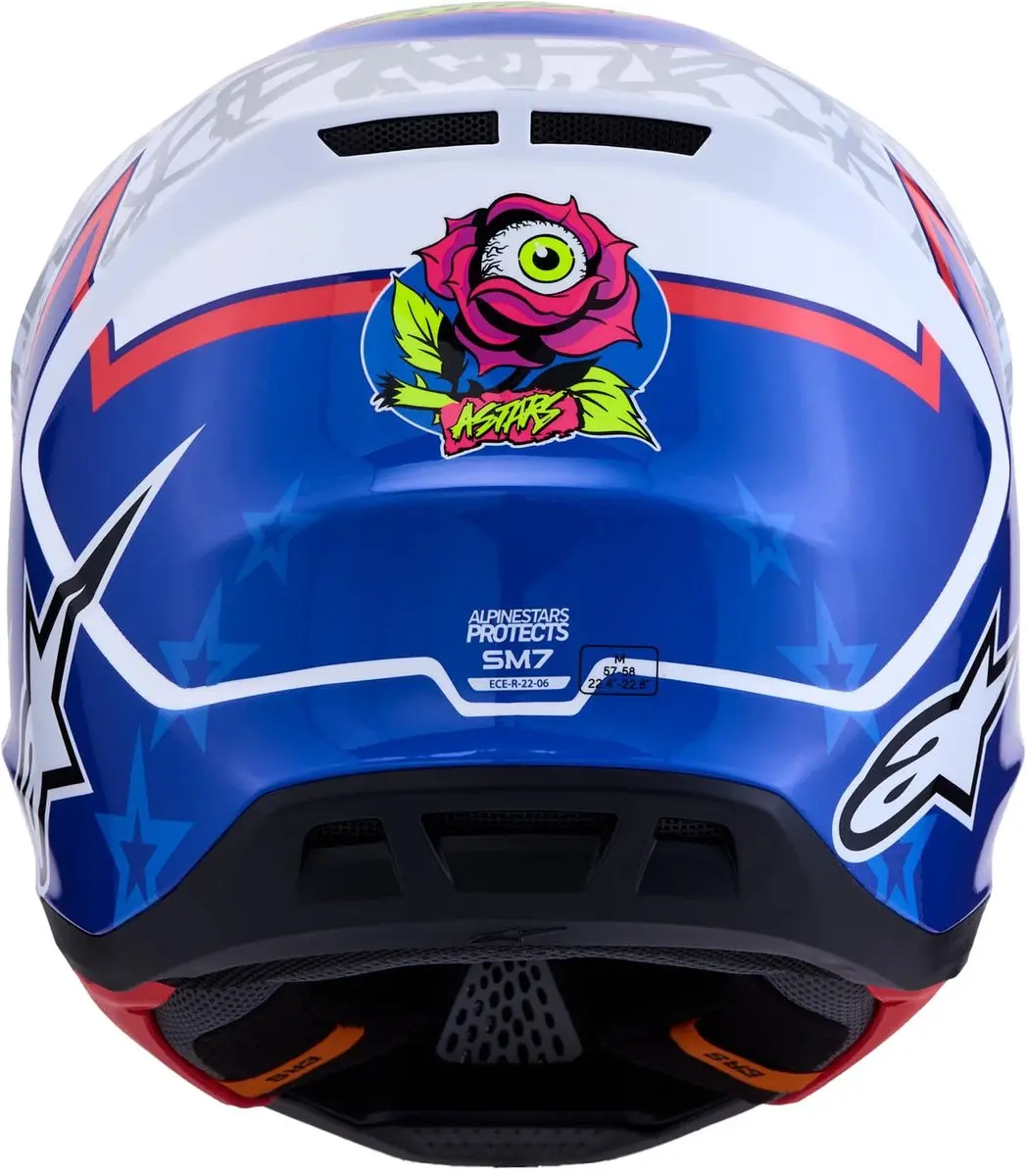 Alpinestars S-M7 Blaster Motocrosshelm L - Wit/Blauw/Rood
