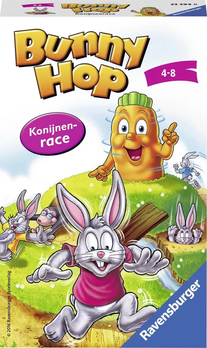 Ravensburger Bunny Hop Konijnenrace Pocketspel - 2-4 Spelers