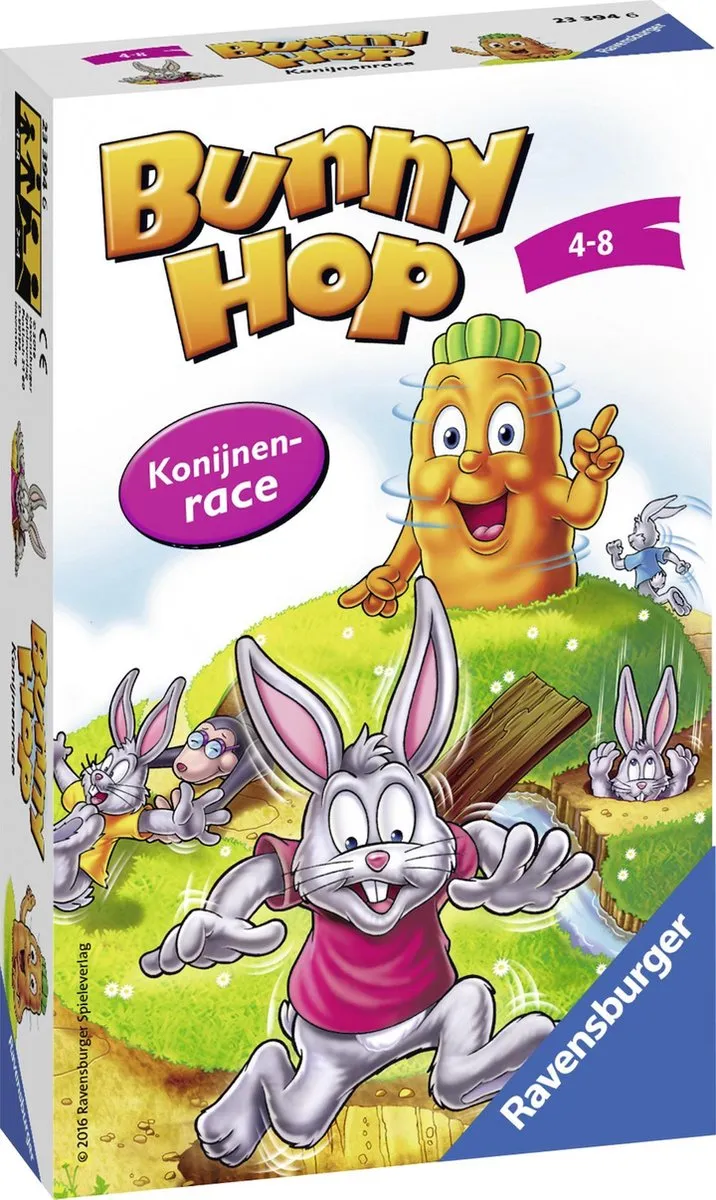 Ravensburger Bunny Hop Konijnenrace Pocketspel - 2-4 Spelers
