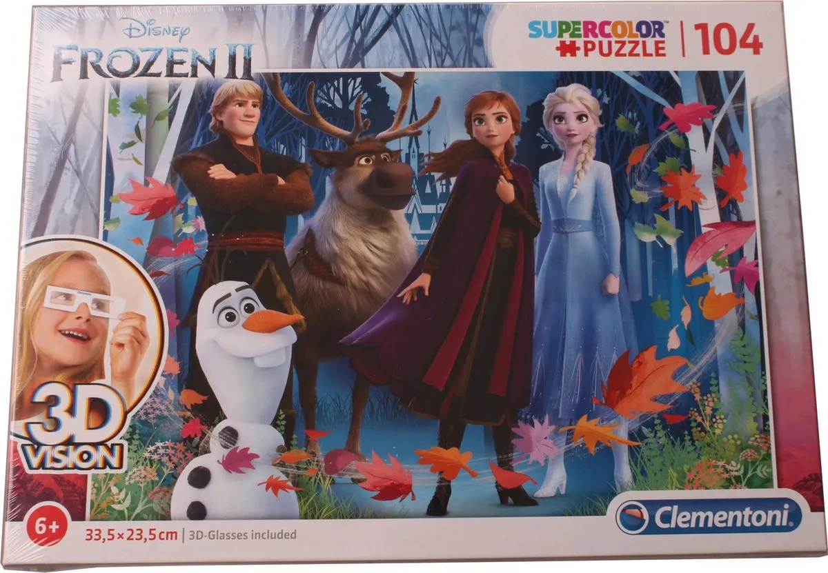 Clementoni Supercolor Frozen II 3D Legpuzzel 104 Stuks