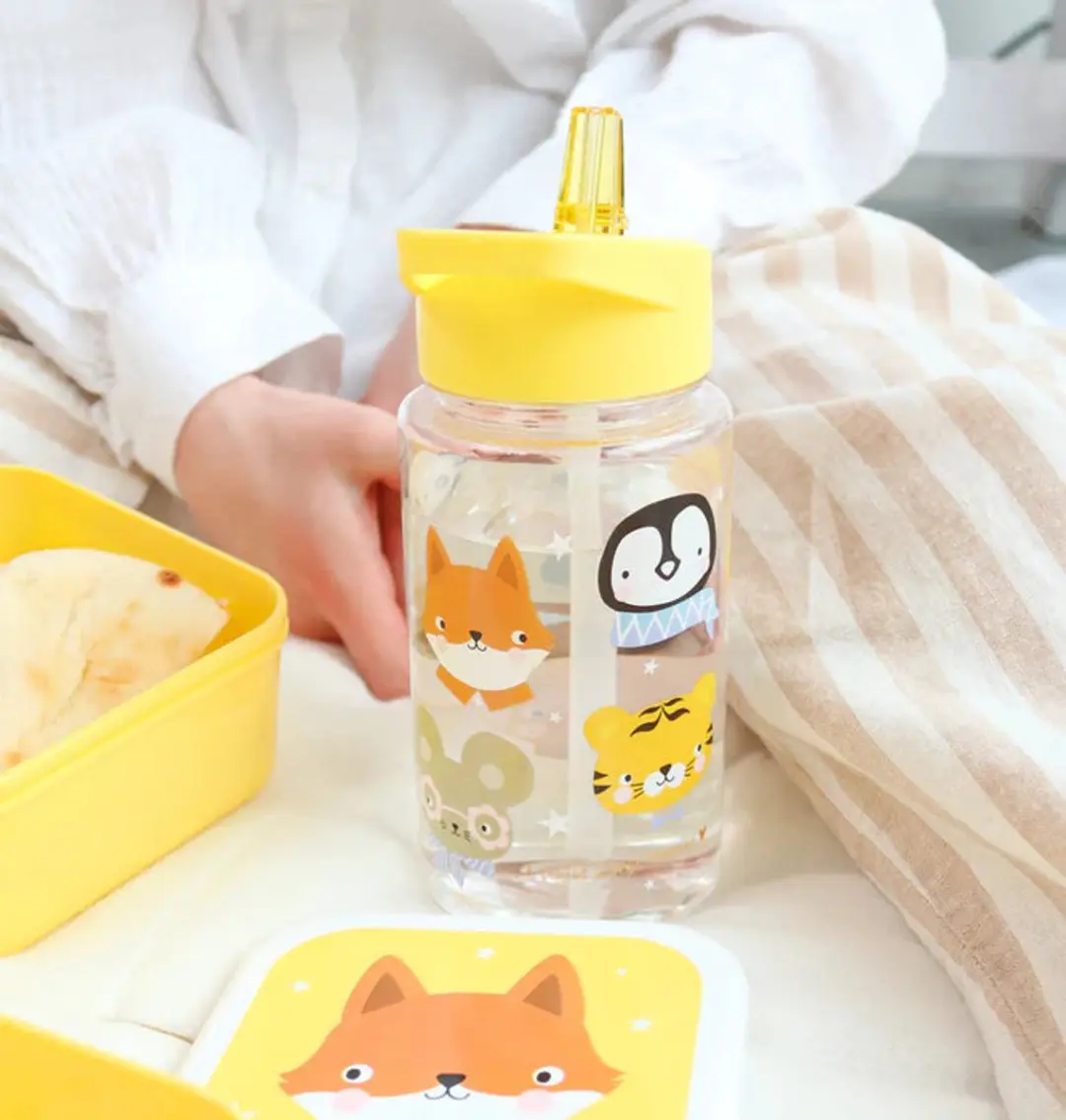 A Little Lovely Company Back to School Set - Drinkfles & Snackdozen - Geel