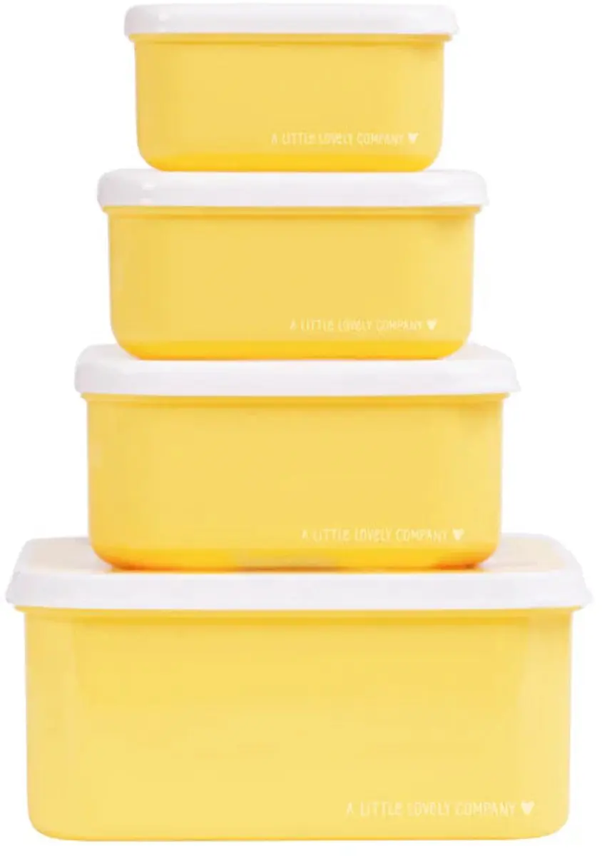A Little Lovely Company Back to School Set - Drinkfles & Snackdozen - Geel