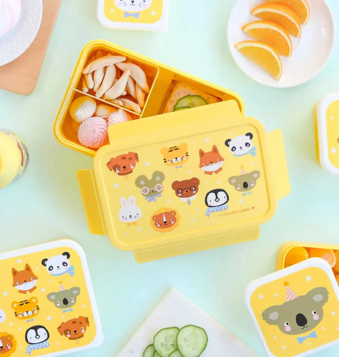 A Little Lovely Company Back to School Set - Drinkfles & Snackdozen - Geel