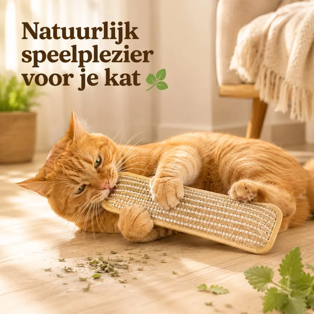 ECTEATOY Natuurlijk Kattenkruid Speelgoed Kussen 34x9,5cm - Beige/Wit