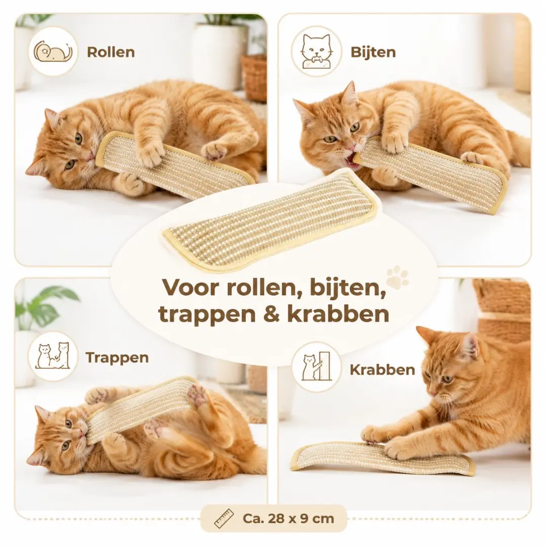 ECTEATOY Natuurlijk Kattenkruid Speelgoed Kussen 34x9,5cm - Beige/Wit