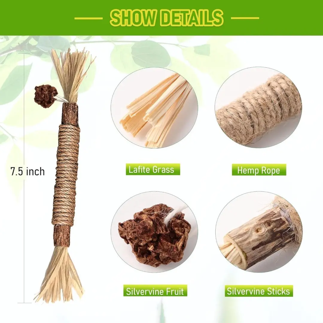 ECTEATOY Kattenstokjes Kauwspeelgoed 23cm - 5 Stuks