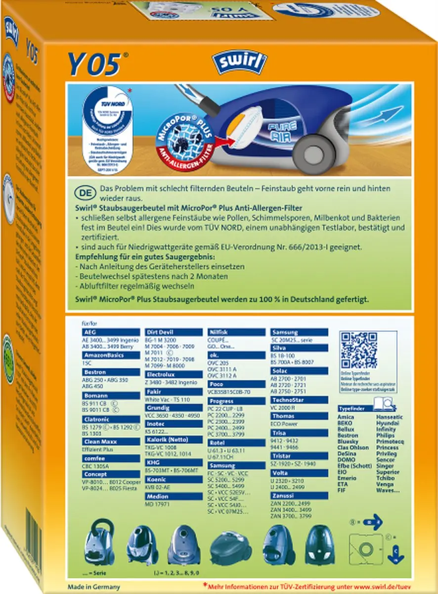 Swirl Y05 Stofzuigerzakken