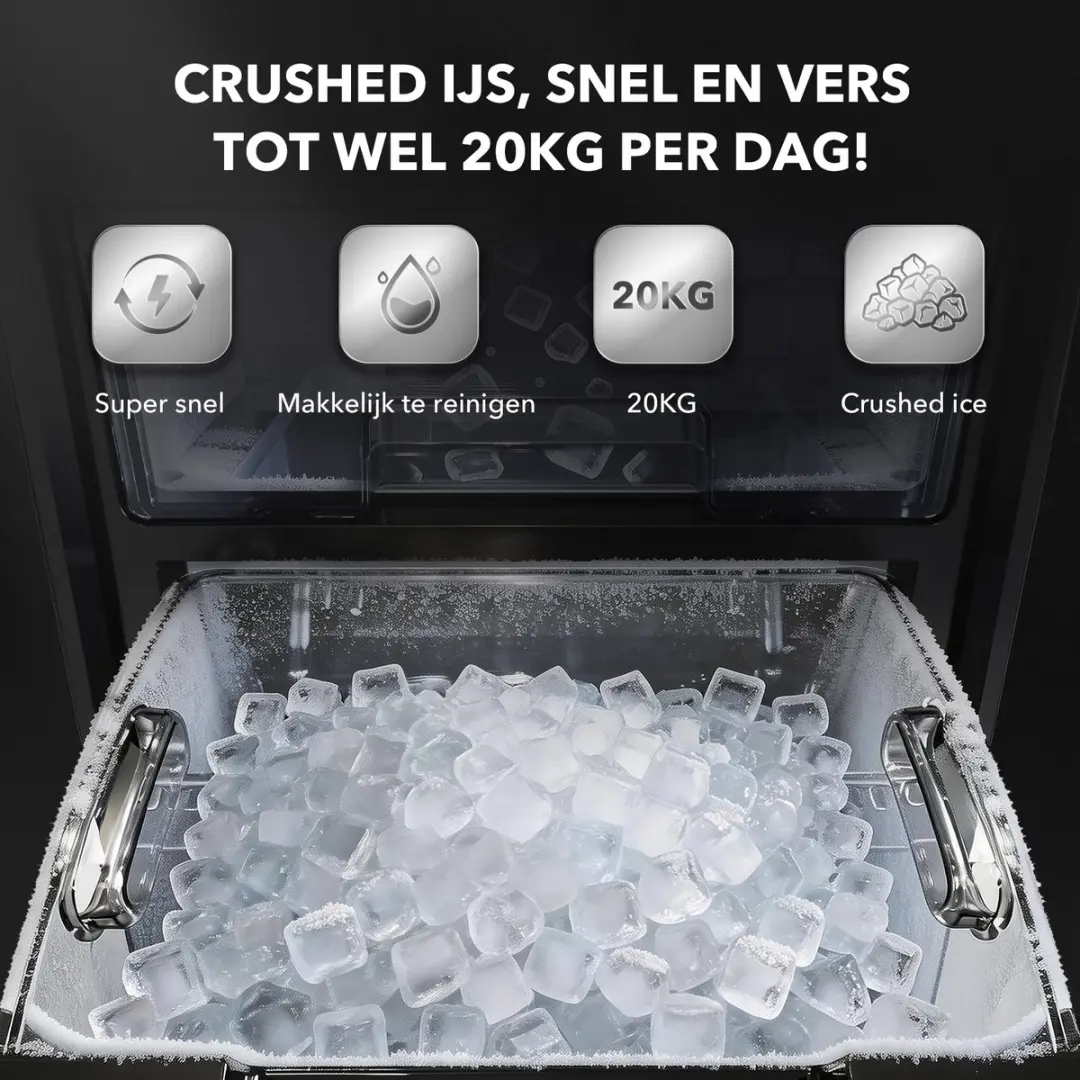 Bardi 1,8L Deluxe IJsblokjesmachine - 20kg/24u - Zwart