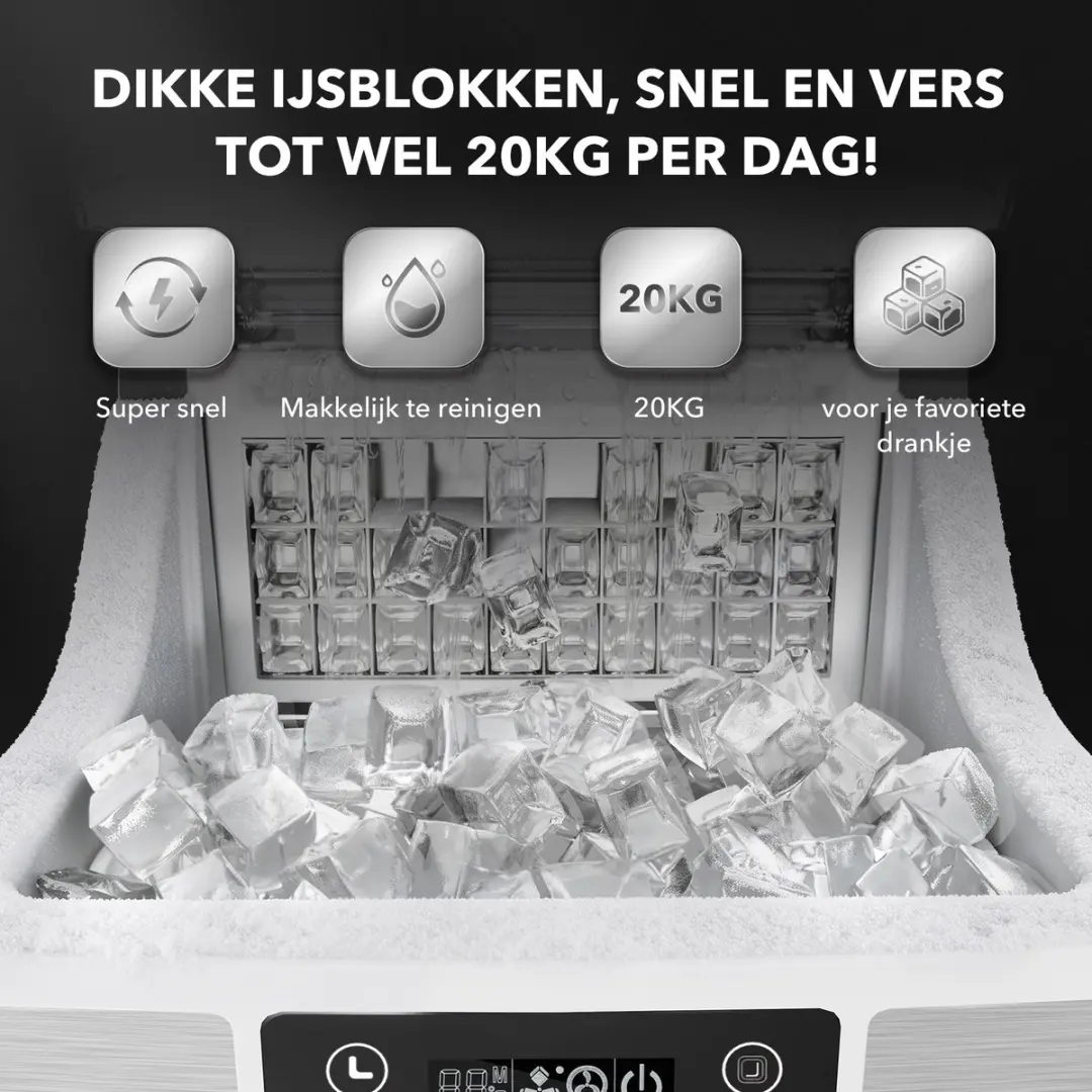 Bardi 3,2L Deluxe IJsblokjesmachine - 20Kg/24u - Zilver