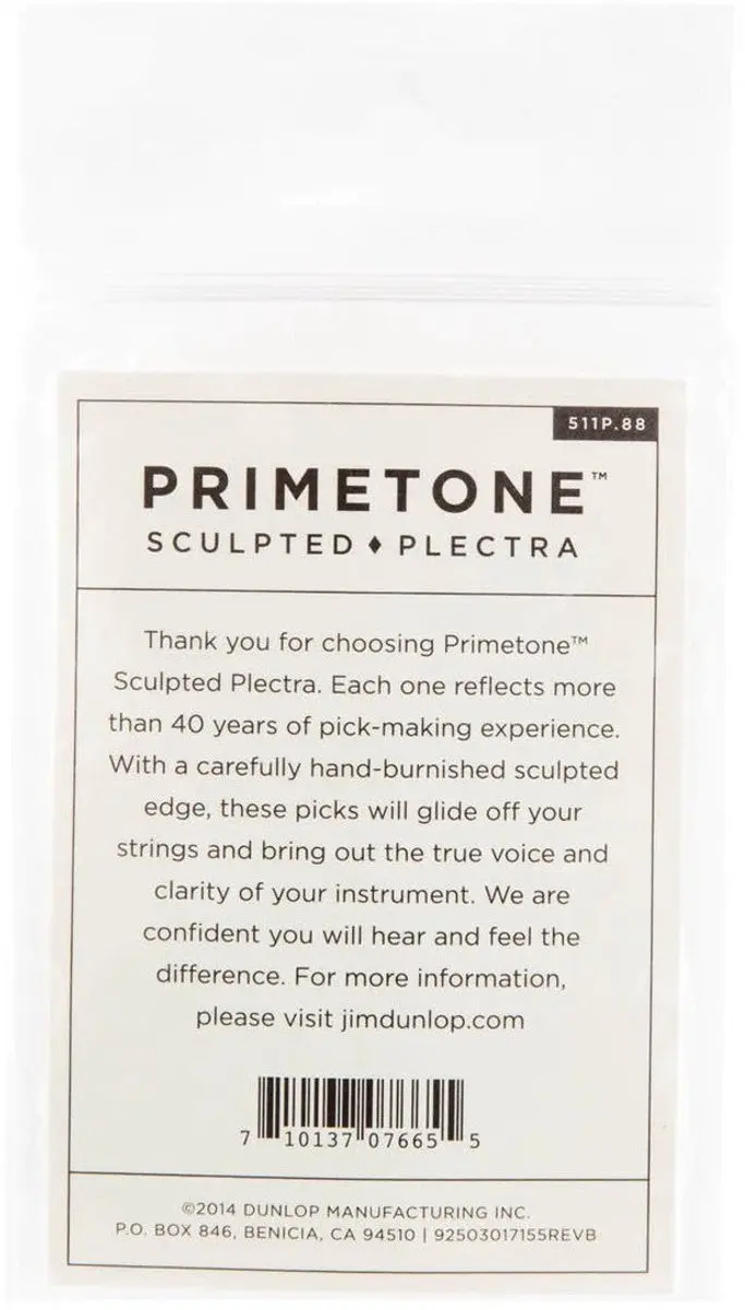 Dunlop Primetone Plectrums Standard Smooth 0,88mm - 3 Stuks