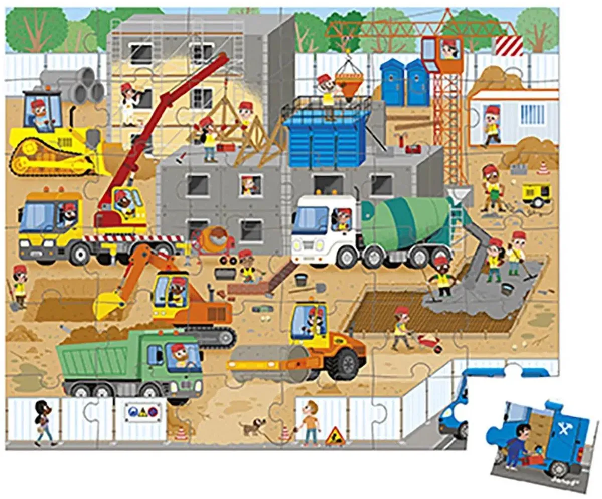 Janod Puzzel Op De Bouwplaats 36 Stuks - 5+ Jaar