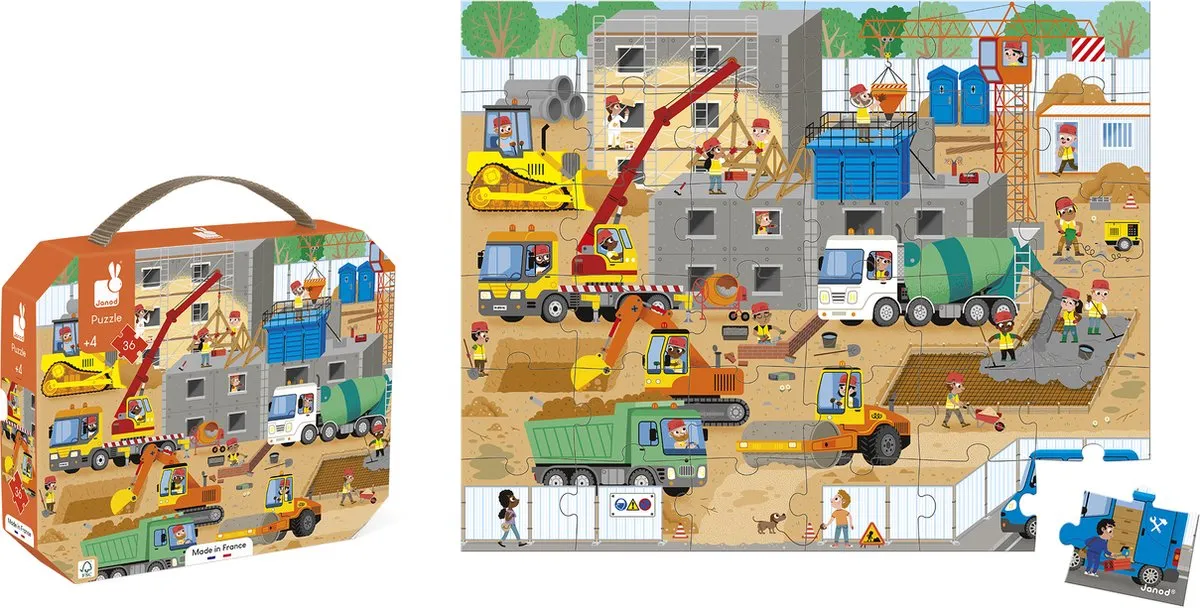 Janod Puzzel Op De Bouwplaats 36 Stuks - 5+ Jaar