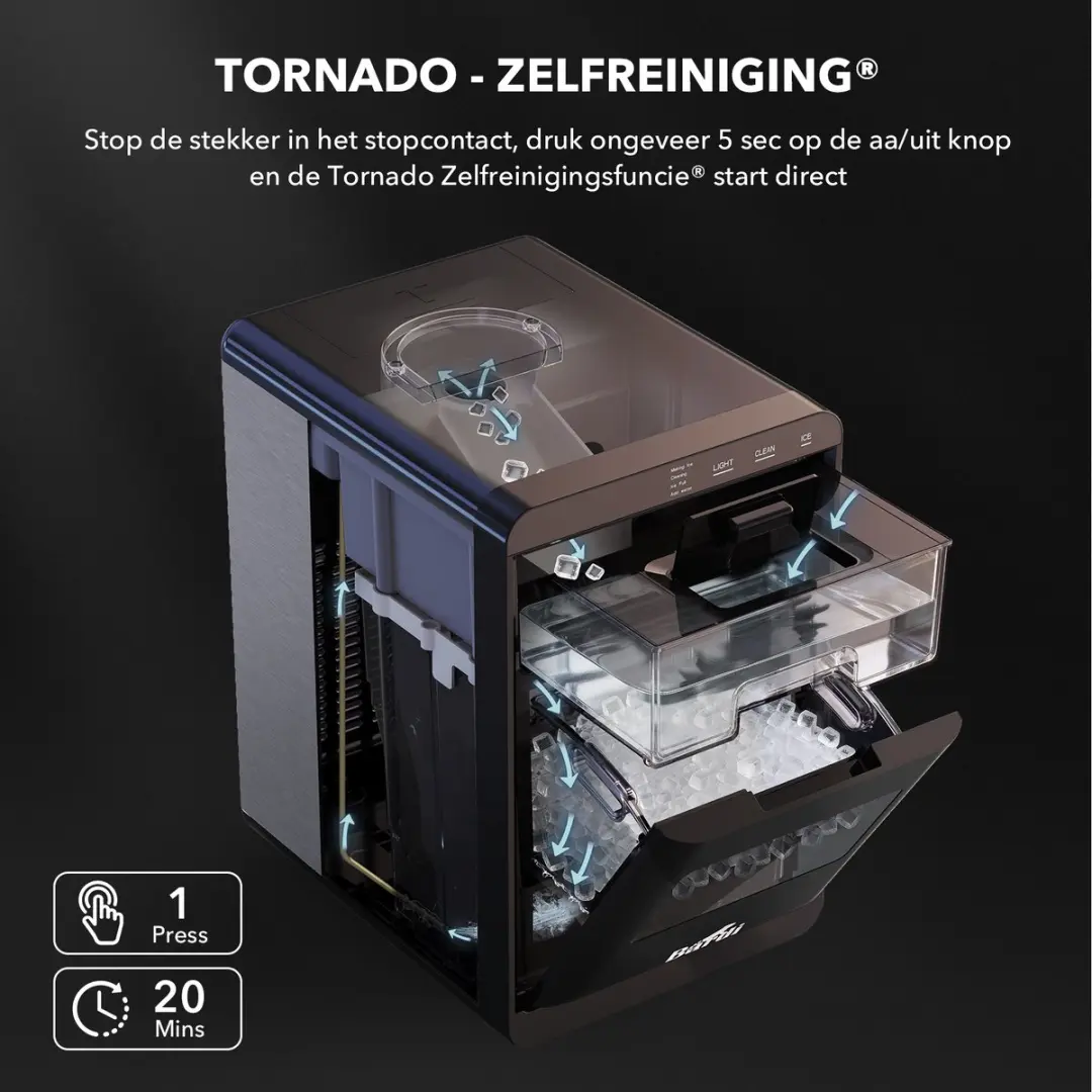 Bardi Deluxe IJsblokjesmachine 1,8L - 20kg/24u - Zwart - afbeelding 6 van 6