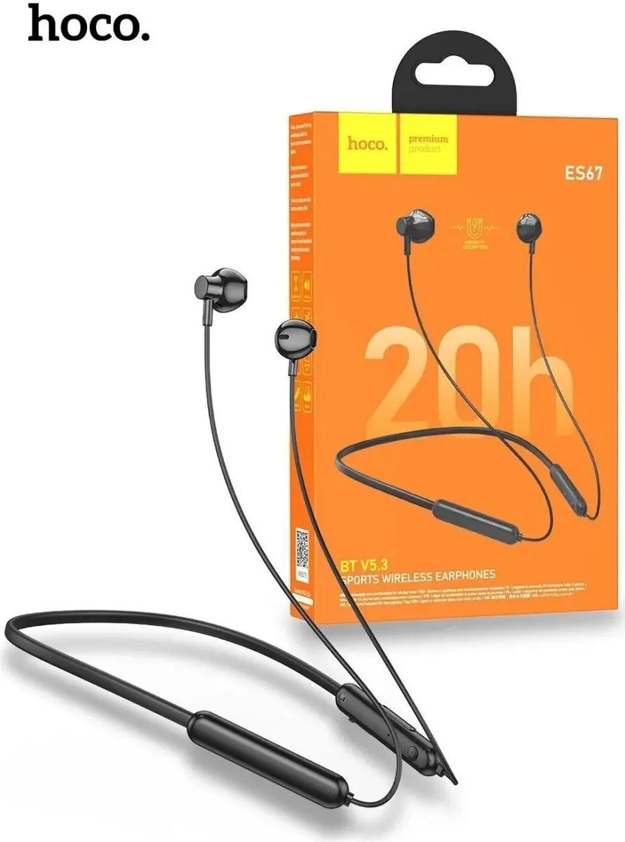 Hoco ES67 Bluetooth Oordopjes Nekband - Zwart