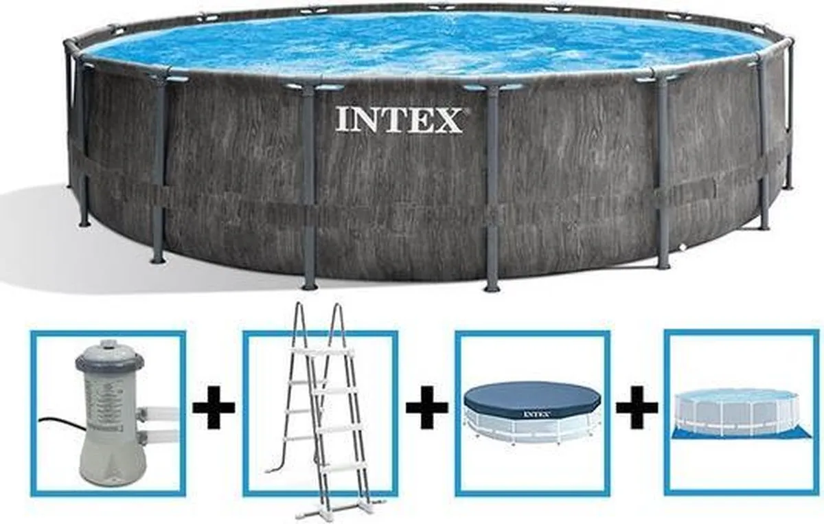 Intex Prism Frame Zwembadset 457x122cm - 16.81m³ - Grey - afbeelding 2 van 6