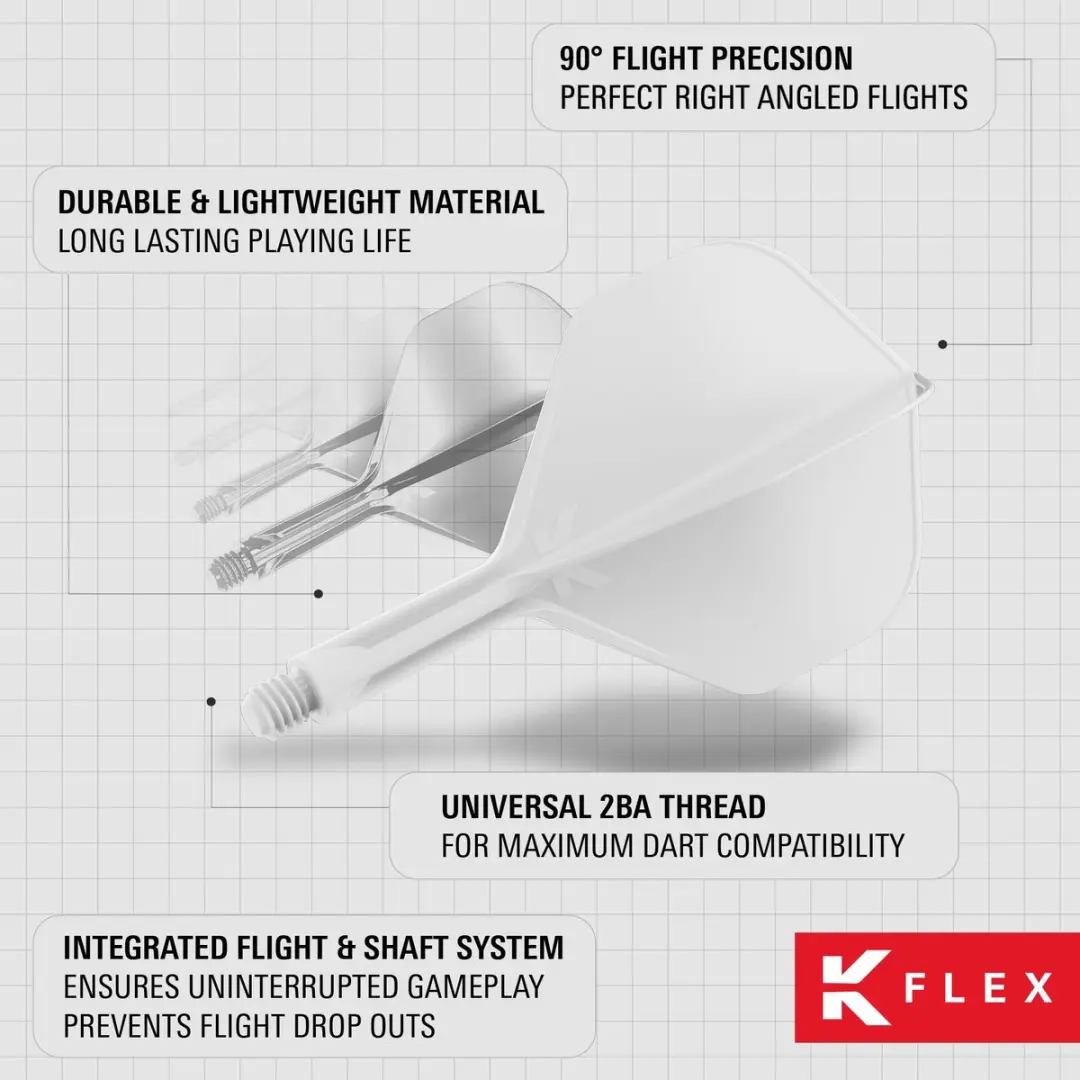 Target K-Flex White NO2 Dart Flights Intermediate 26mm - 1 Stuk