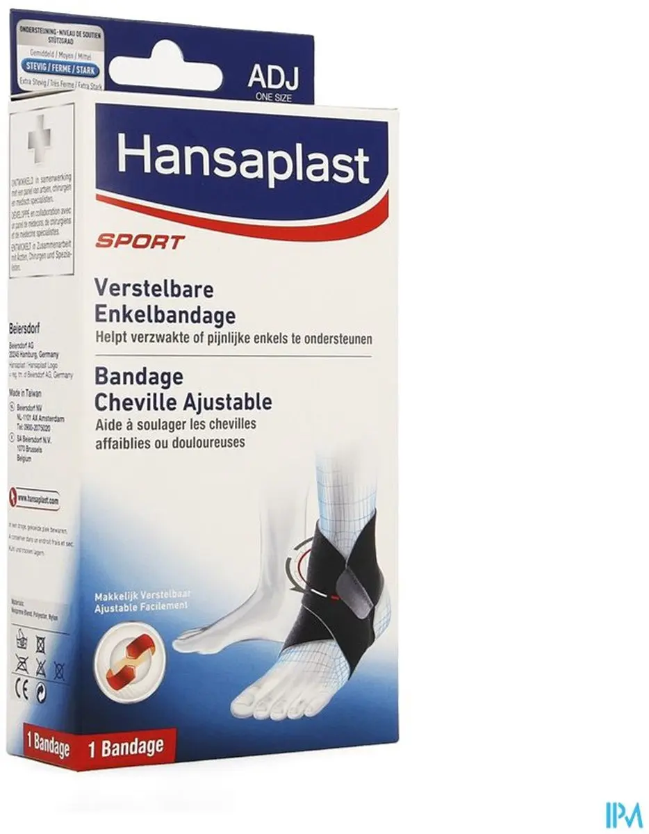 Hansaplast Sport Enkelbandage - One Size - Zwart - afbeelding 6 van 6