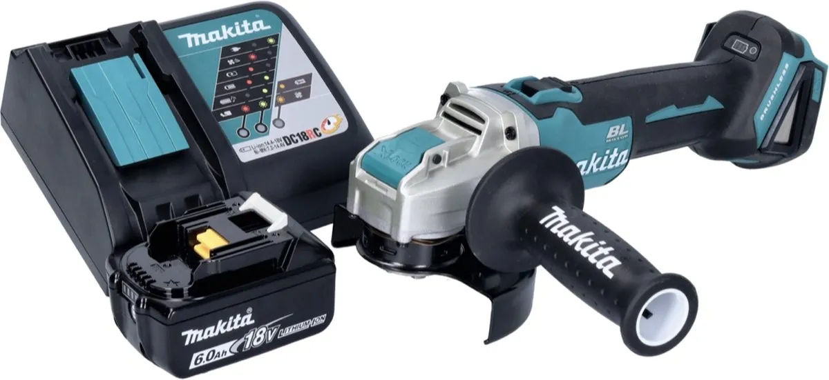Makita DGA521RG1X1 Haakse Slijper 18V 125mm X-LOCK Brushless - 1x 6,0Ah Accu