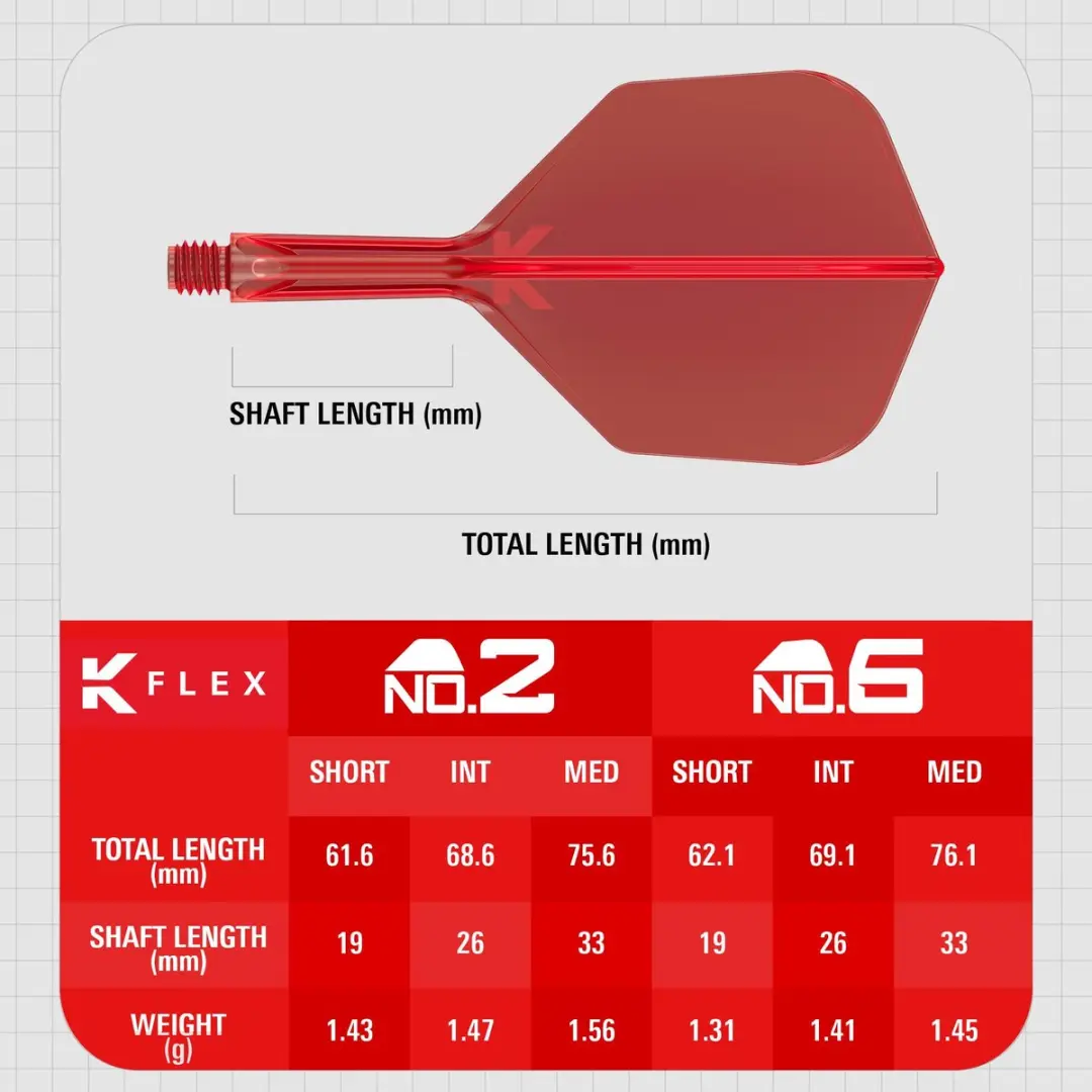 Target K-Flex Red NO6 Dart Flights Short 19mm