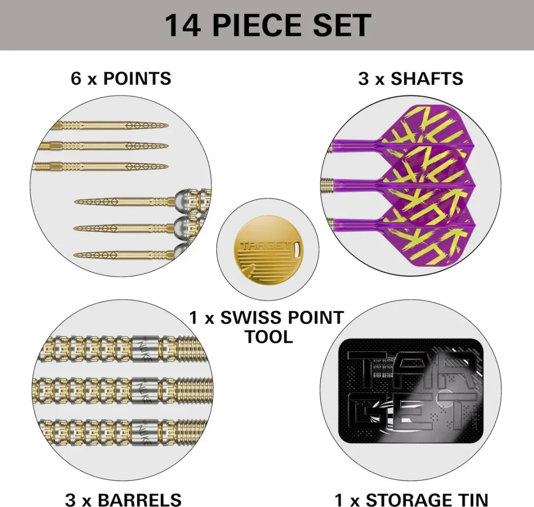 Target Darts Luke Littler Gen 1 Prodigy Steel Tip 24G - 90% Tungsten - 3 Stuks
