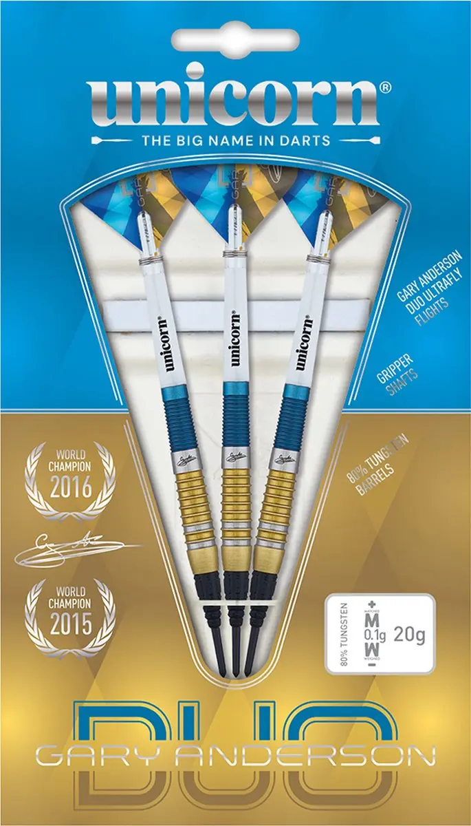 Unicorn Gary Anderson Duo 90% Soft Tip Darts - 3 Stuks