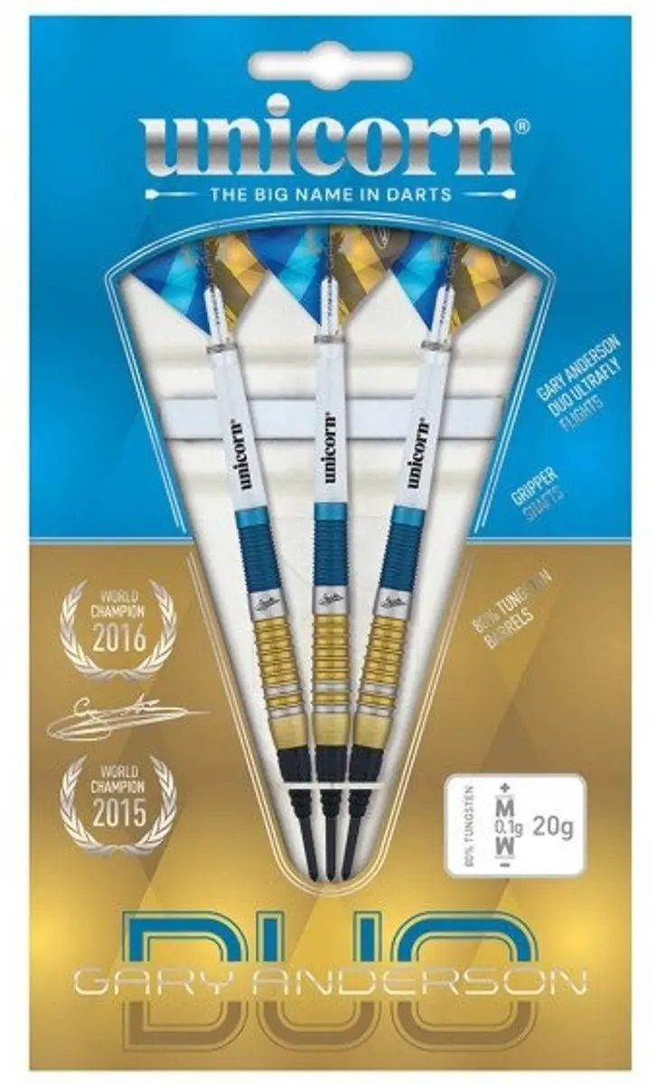 Unicorn Gary Anderson Duo 90% Soft Tip Darts - 3 Stuks
