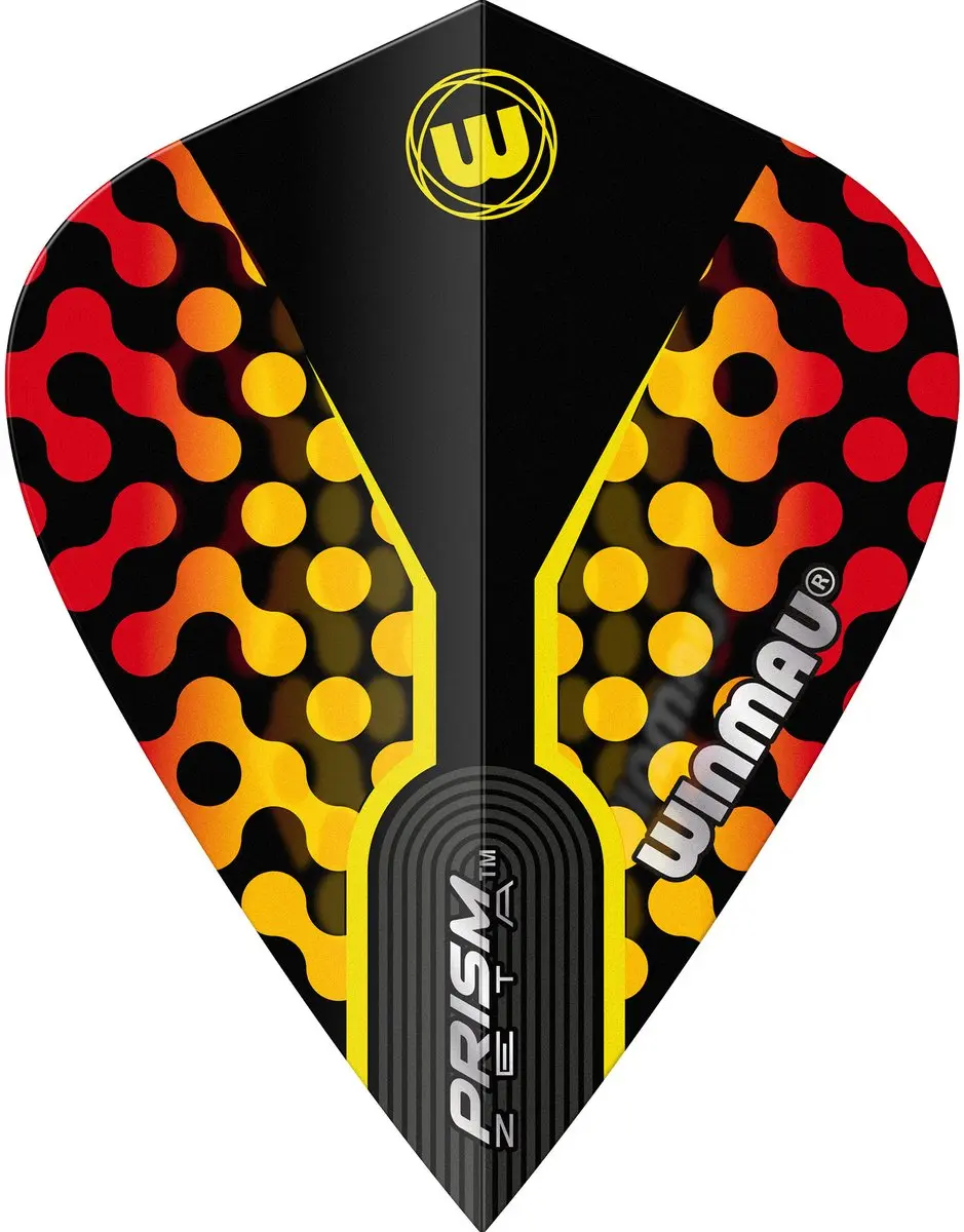 Winmau Prism Zeta Dart Flights - 3 Stuks - Zwart/Geel/Rood