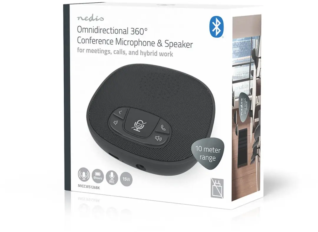 Nedis MICCWS126BK Bluetooth Conferentie Luidspreker - Zwart - afbeelding 6 van 6