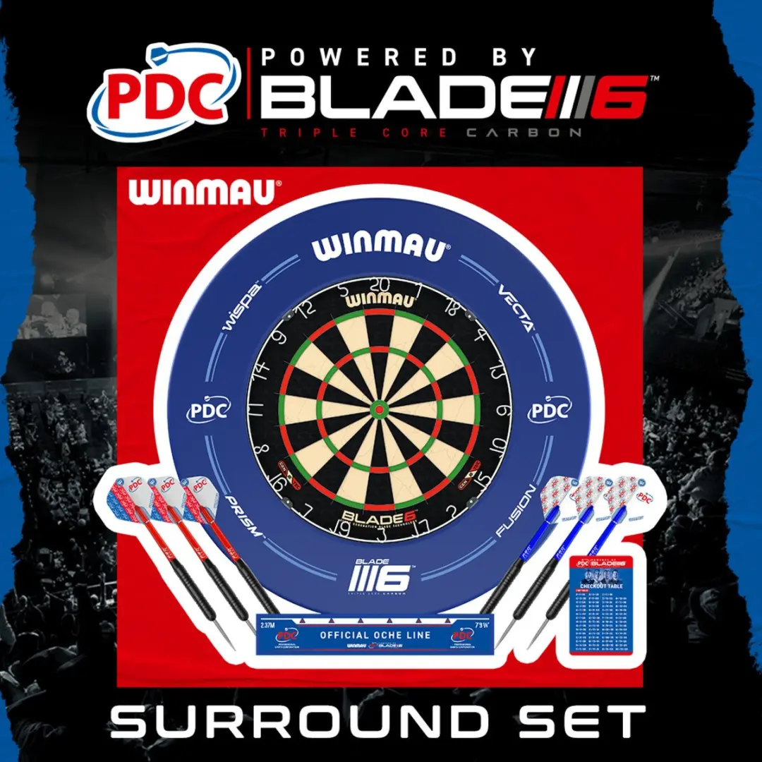 Winmau Blade 6 PDC Set - 45cm Dartbord + Surround + 2x Darts