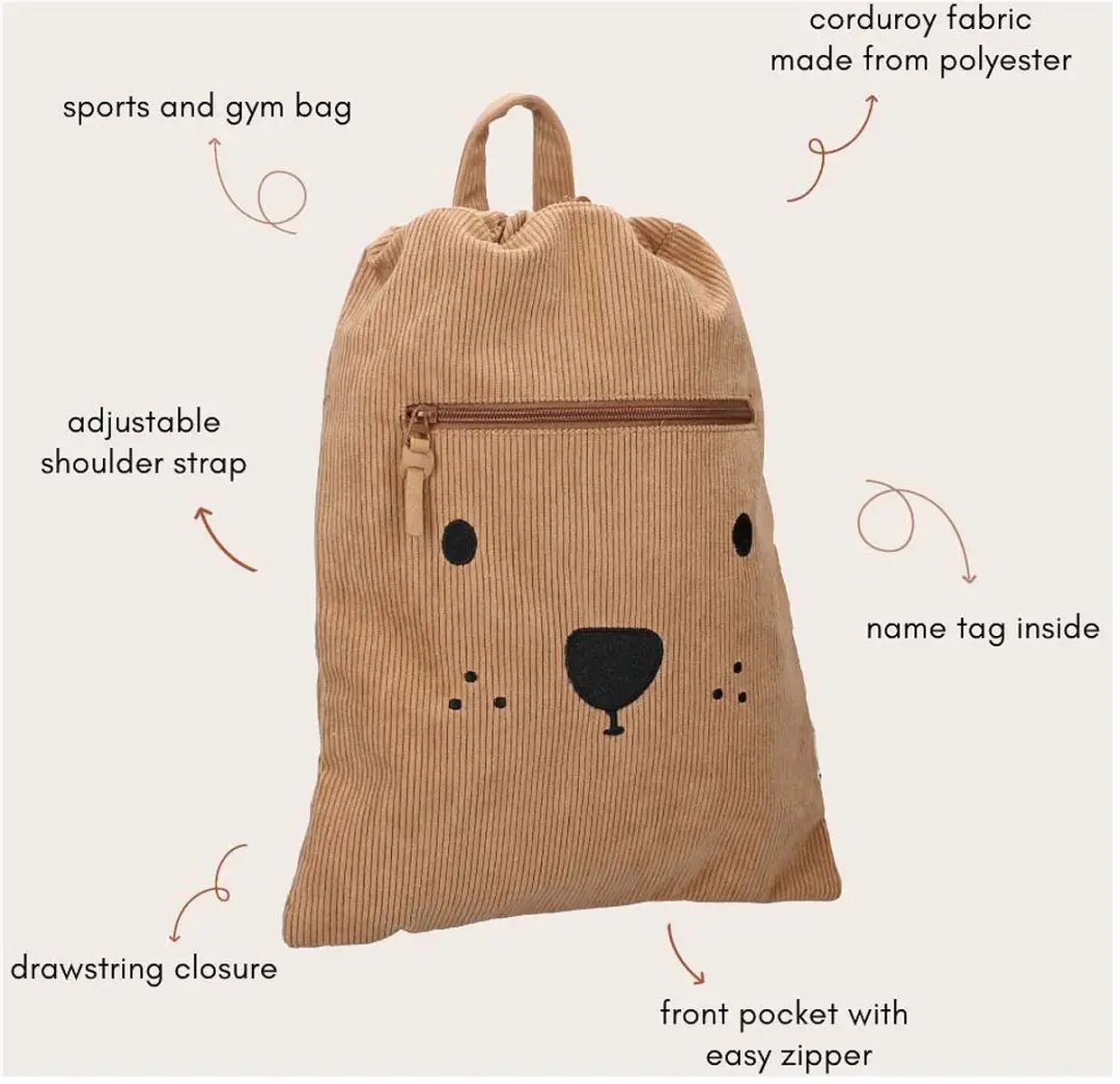 Kidzroom Beary Excited Kinder Gymtas - 1,3L - 32x42cm - Beige