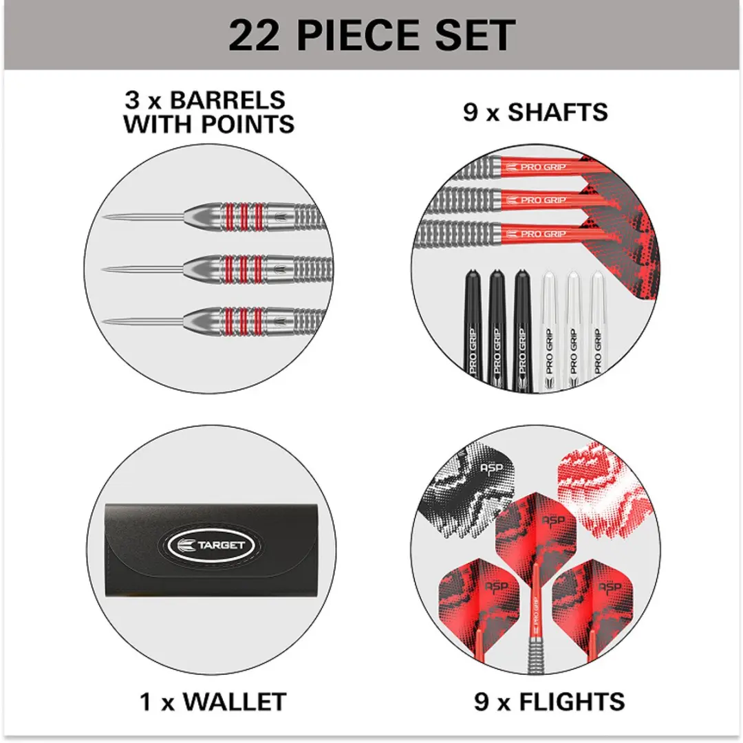 Target Nathan Aspinall Dartset 22-delig - Rood/Zilver
