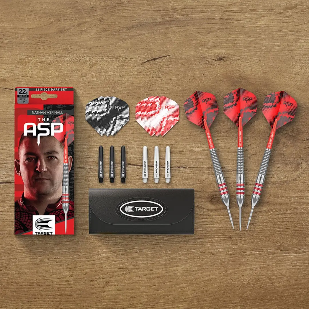 Target Nathan Aspinall Dartset 22-delig - Rood/Zilver