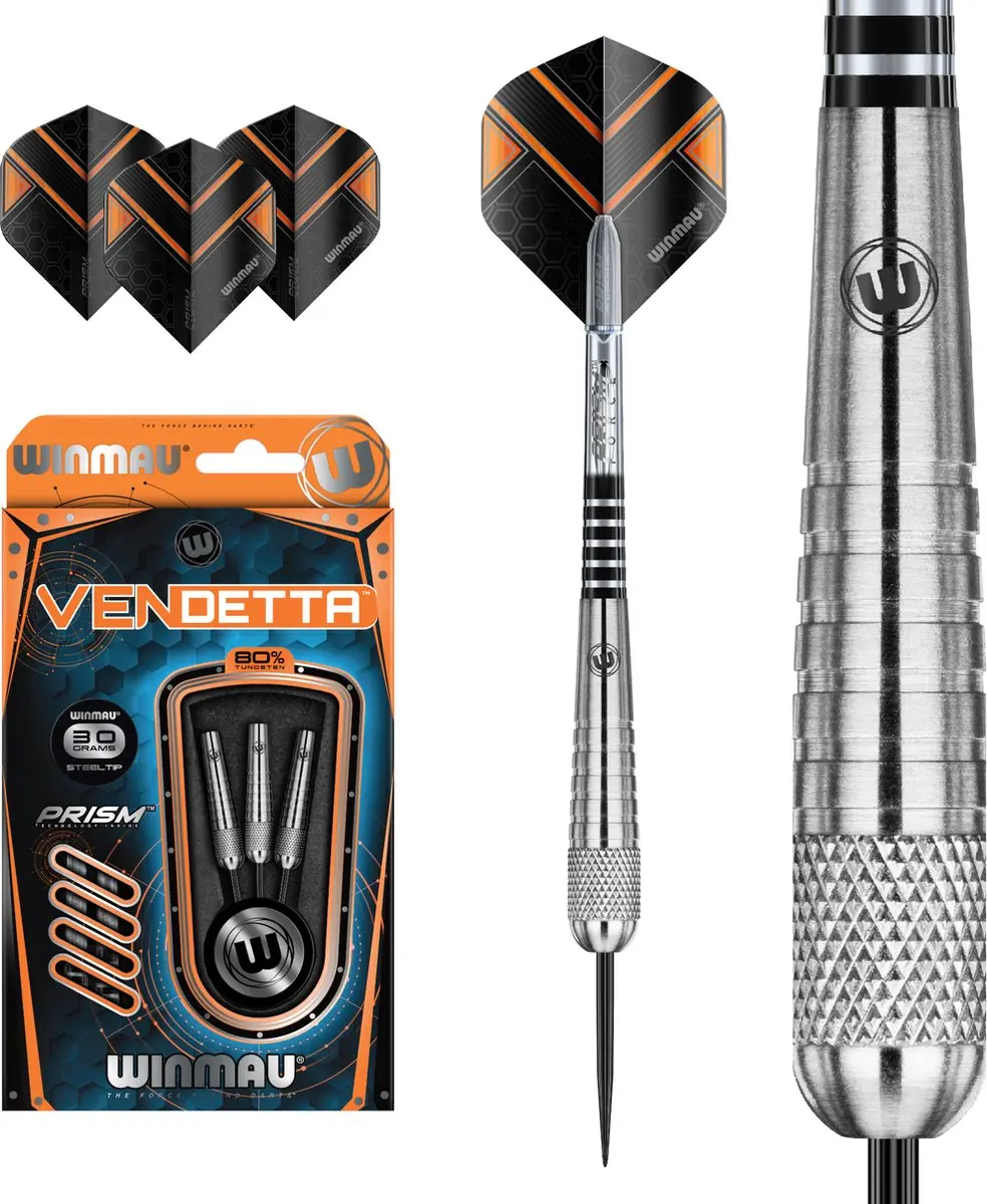 Winmau Vendetta 80% 30K Dartpijlen - 30g - Zilver - 3 Stuks