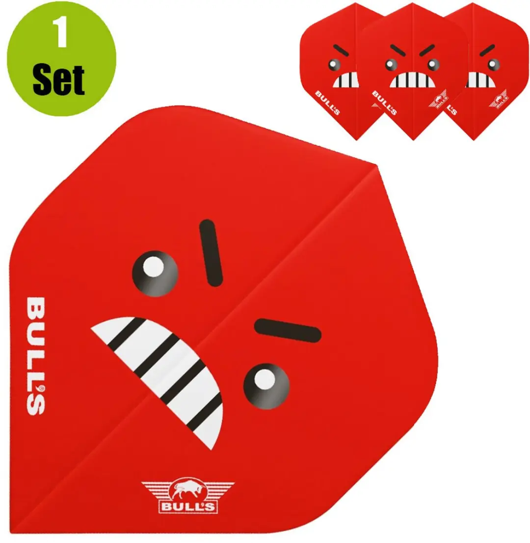Bull's Smiley 100 Angry Dart Flights BU-50891 - 3 Stuks - Rood