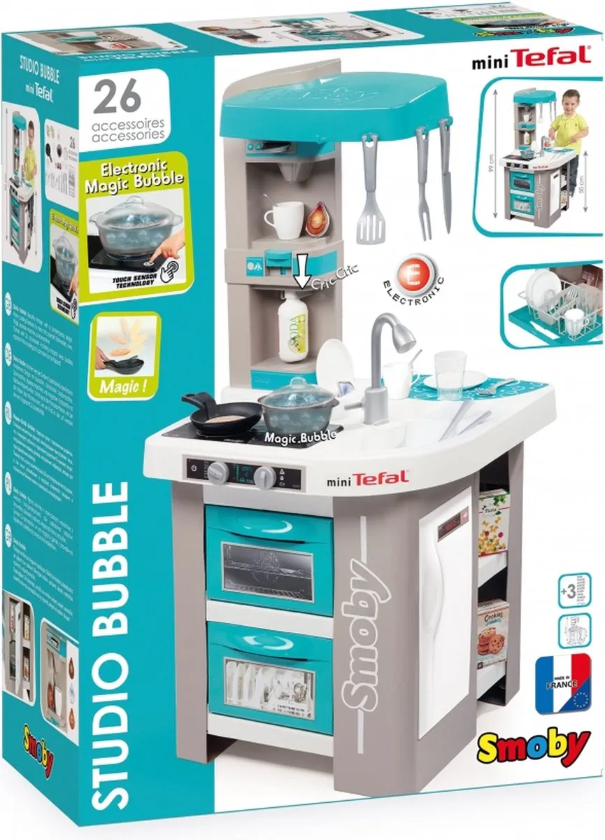 Smoby Studio Keuken Bubble - Blauw/Grijs/Wit
