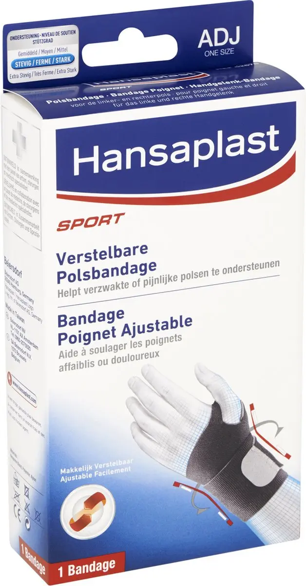 Hansaplast Pols Sportbandage Verstelbaar - One Size - Zwart