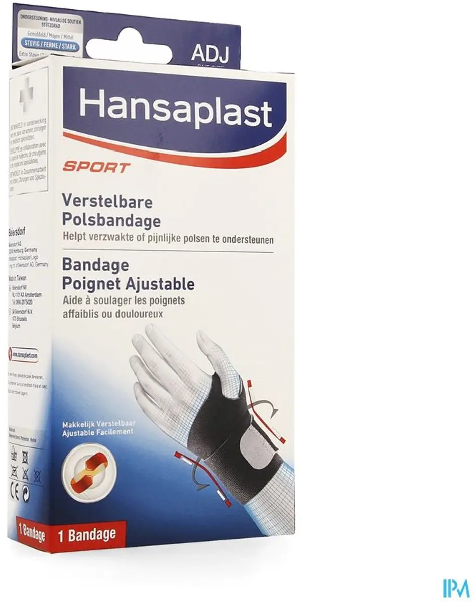 Hansaplast Pols Sportbandage Verstelbaar - One Size - Zwart